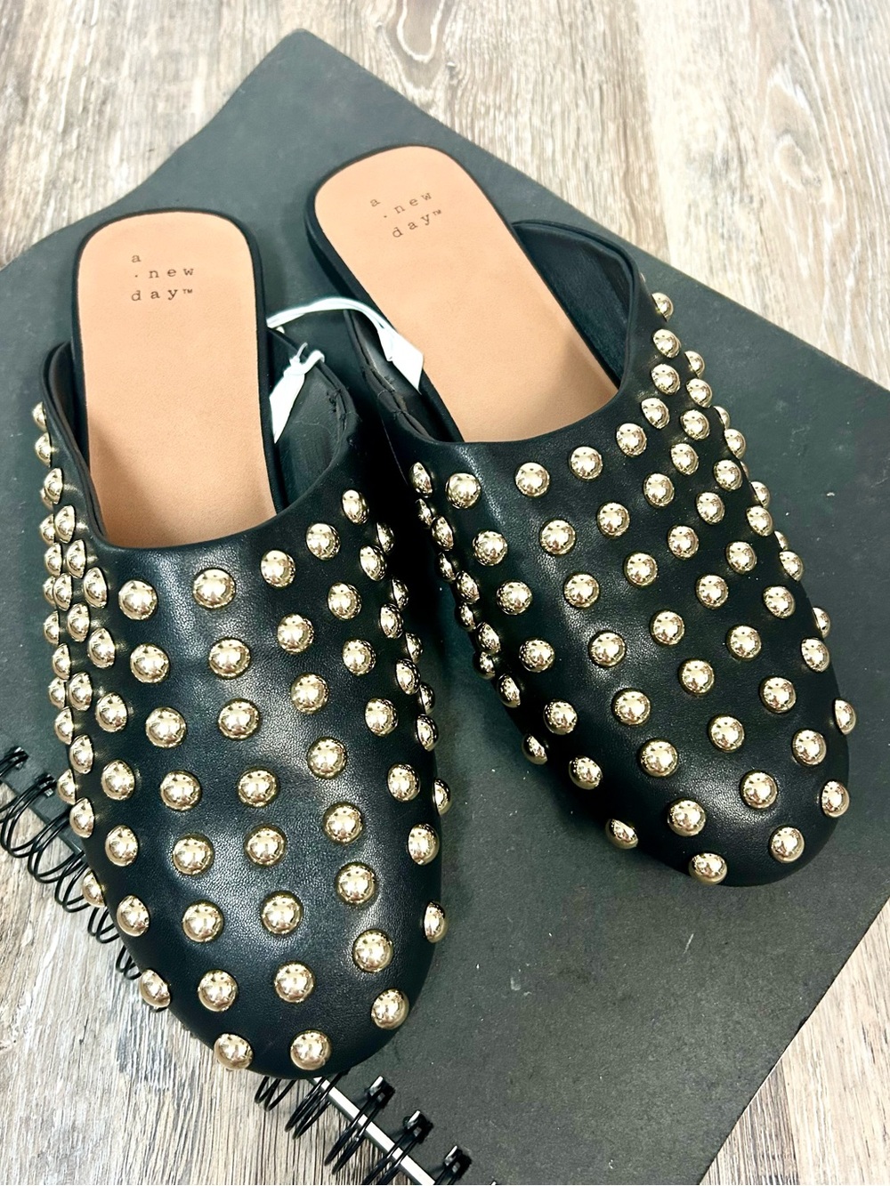 A NEW DAY 🫏 NWT Channing Studded Slip On Mule Flat - Size 10